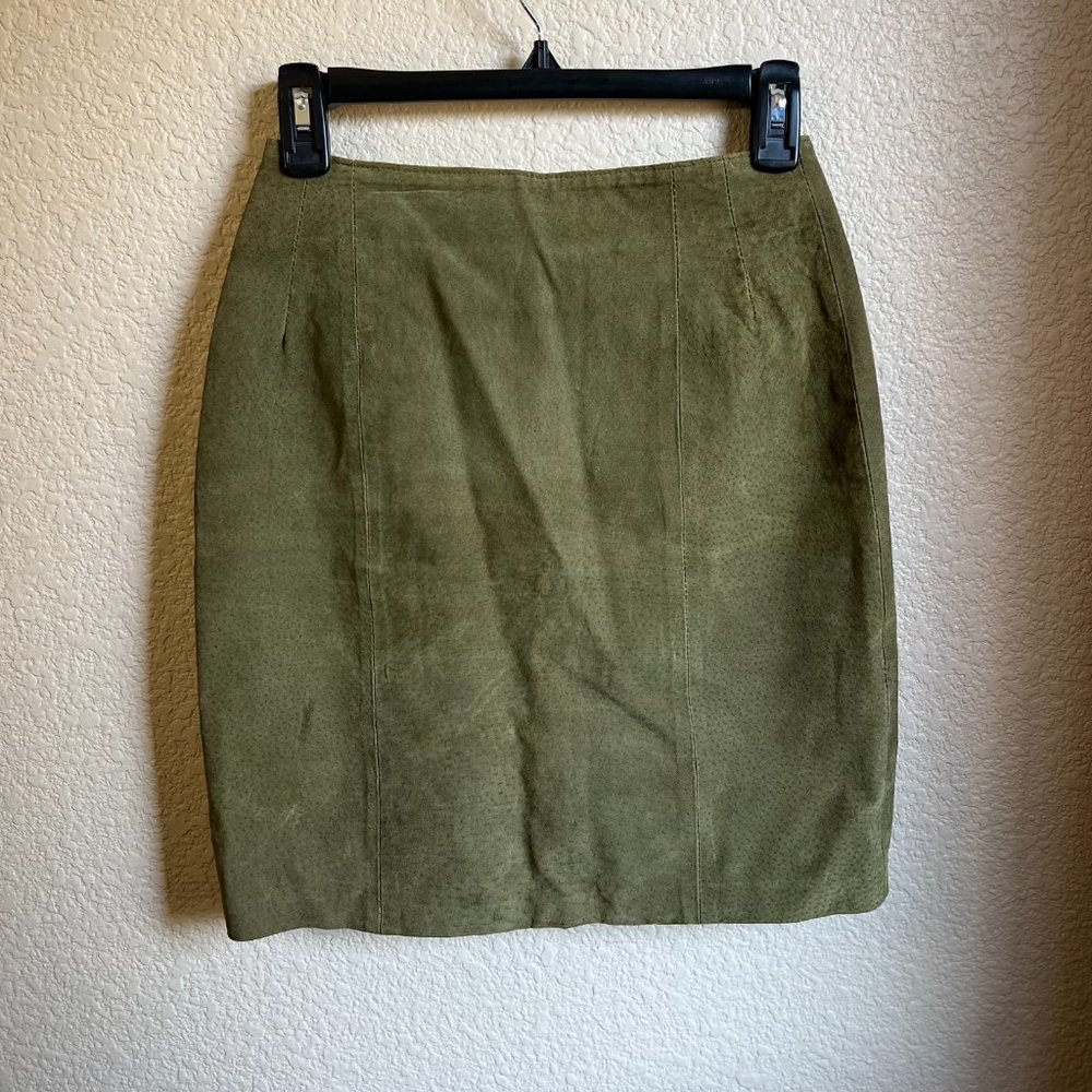 Genuine Leather Skirt-Green